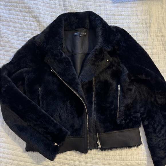 Generation Love Black shearling fur sheepskin Teddy Jacket - Picture 1 of 8